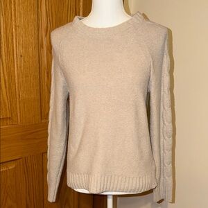 Tahari Light Beige Crew Neck Sweater